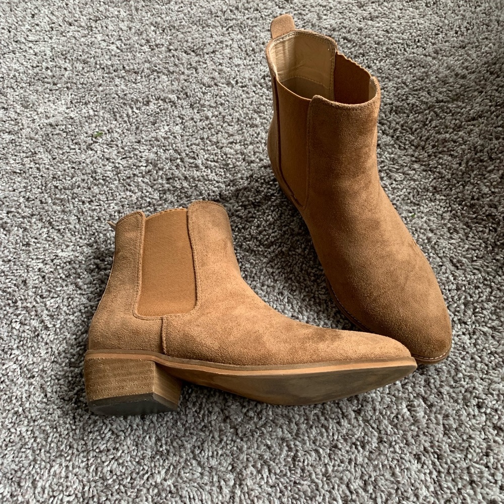 Tan suede booties